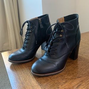 Black Leather Military Franco Sarto Booties (8.5M)